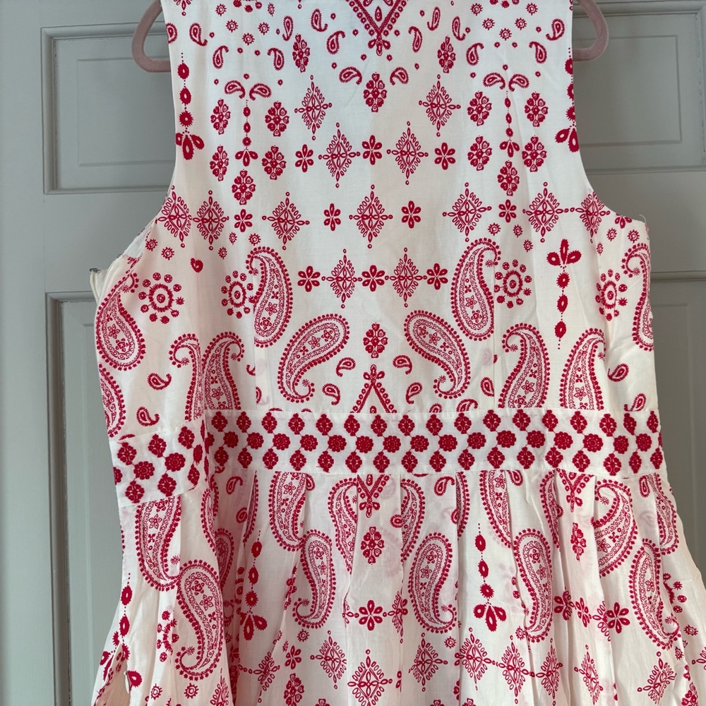 Talbots Red White Midi Dress Pockets Sleeveless Cotton Summer 2X - Picture 5 of 10